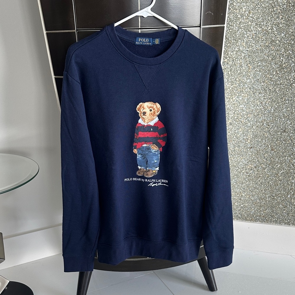Polo by Ralph Lauren Navy Blue Sweat Shirt with Polp Bear Motif - NWOT